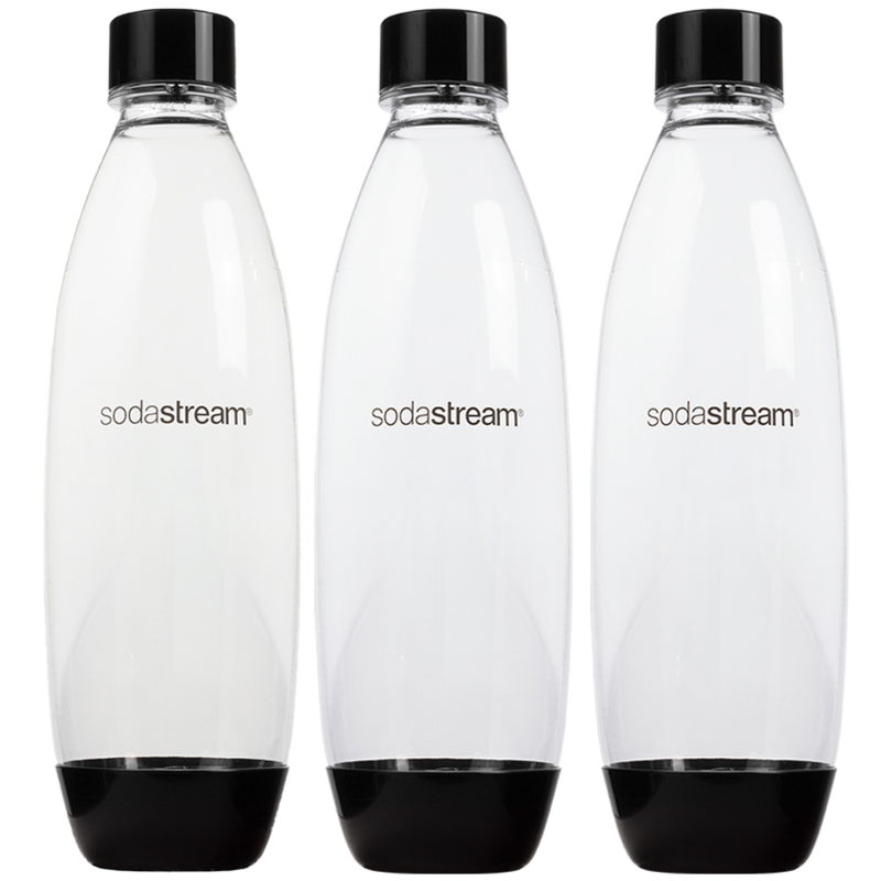 Saturator SodaStream Terra Black jedna butelka + Butelki SodaStream 1L Fuse Dwupak Czarne + Smycz do butelki Spinel + Bolero