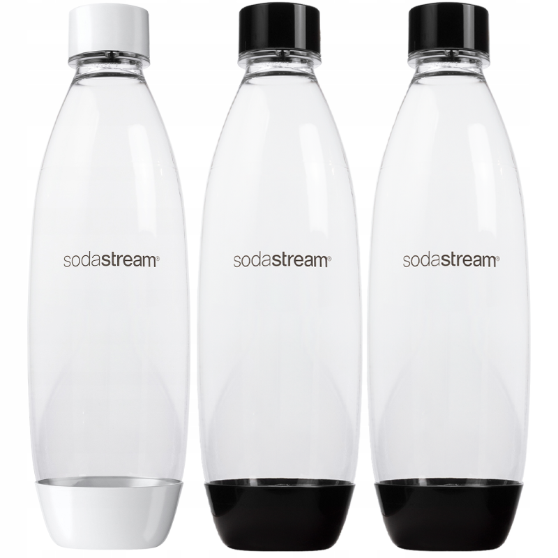 Saturator SodaStream Terra White + jedna butelka + Butelki SodaStream 1L Fuse Dwupak Czarne + Bolero