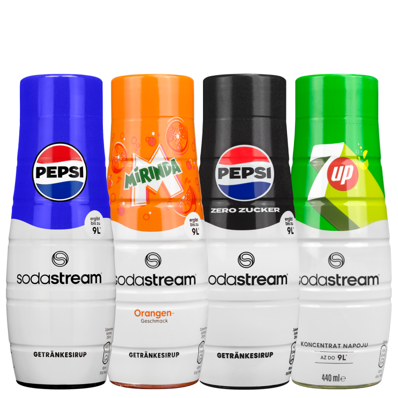 Saturator SodaStream Terra Black + 2 butelki + 4 syropy (Pepsi, Pepsi Max, 7up, Mirinda) + smycz Spinel