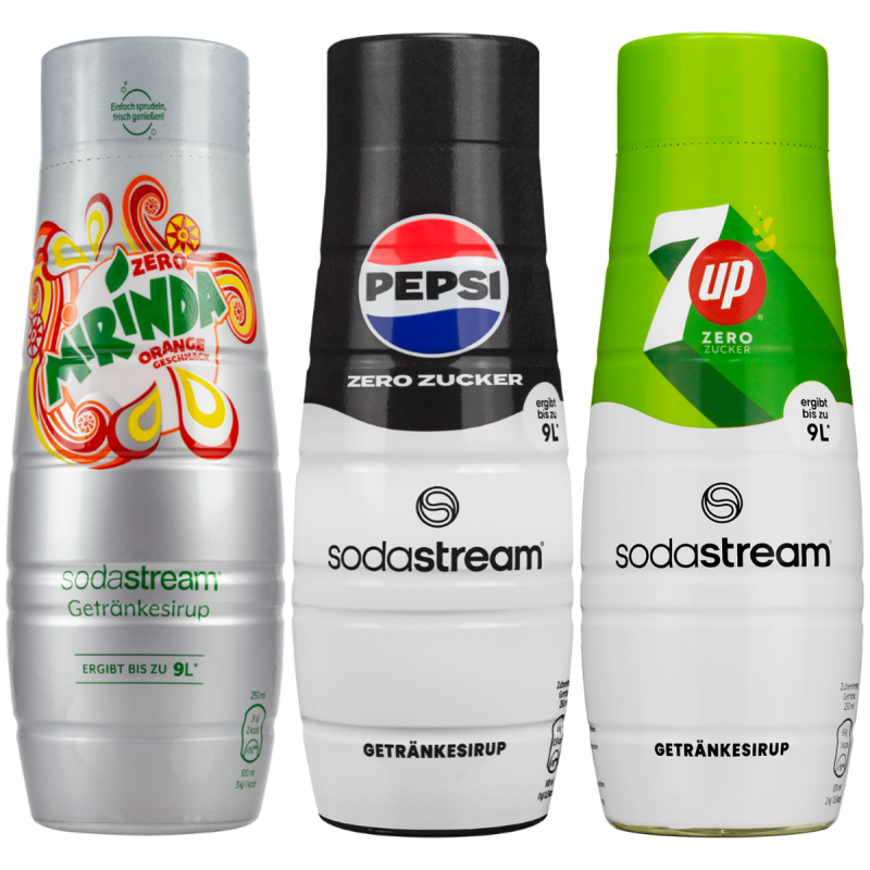 Saturator SodaStream Terra Black + 2 butelki + Syrop do SodaStream Pepsi max, mirinda light,7up free, 440 ml