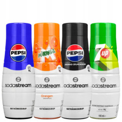 Saturator SodaStream Terra Black + 2 butelki + 4 syropy (Pepsi, Pepsi Max, 7up, Lipton) + smycz Spinel