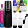 Saturator SodaStream Terra Black + 2 butelki + 4 syropy (Pepsi, Pepsi Max, 7up, Lipton Brzoskwinia ZERO) + smycz Spinel