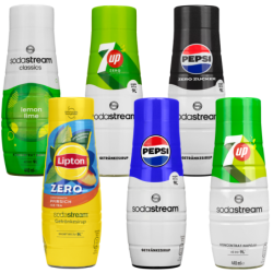 6x Syrop SodaStream Pepsi, Pepsi MAX, 7up , 7UP Zero ,Cytryna Limonka, Lipton Ice Tea Brzoskwinia 440 ml
