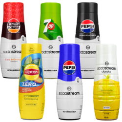 6x Syrop SodaStream Pepsi, Pepsi MAX, 7UP Zero ,Lemoniada, Lipton Ice Tea Brzoskwinia Zero, Schwip Schwap 440 ml