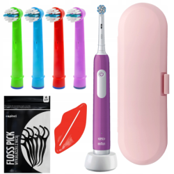 Szczoteczka Oral-b Junior Pro Fiolet + 4x końcówka zamienna EB-10A Color + etui róż