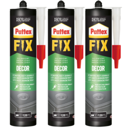 3x Klej montażowy Pattex Fix Decor 380g