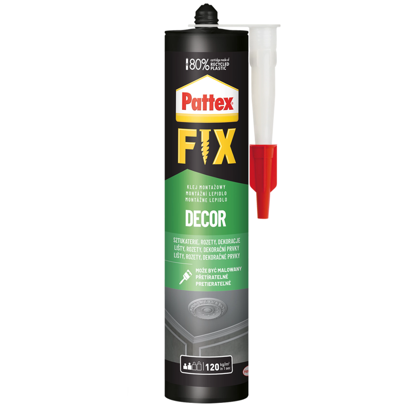 3x Klej montażowy Pattex Fix Decor 380g