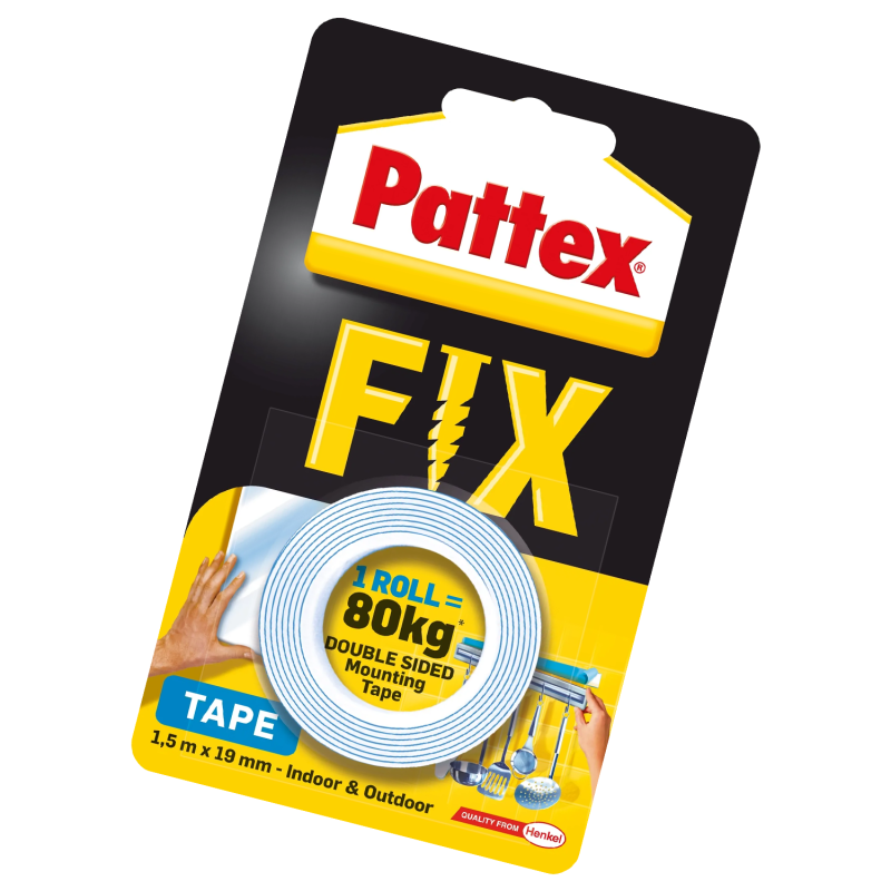 2x Taśma Pattex FIX 80 kg Taśma dwustronna 1,5 m x 19 mm