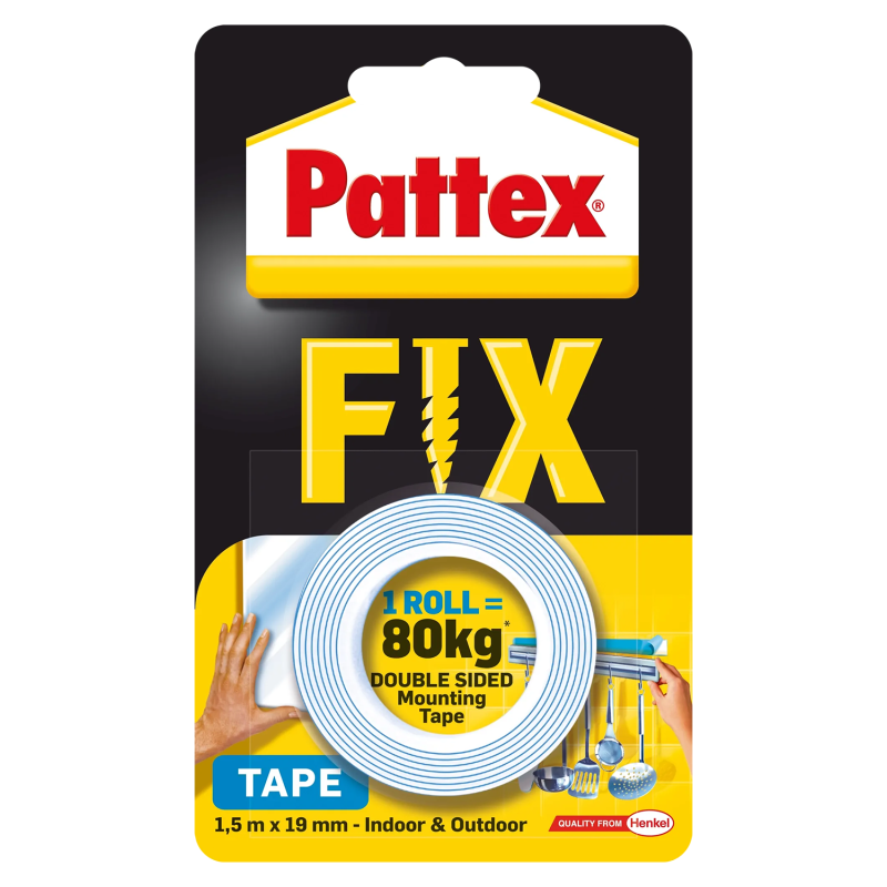 4x Taśma Pattex FIX 80 kg Taśma dwustronna 1,5 m x 19 mm