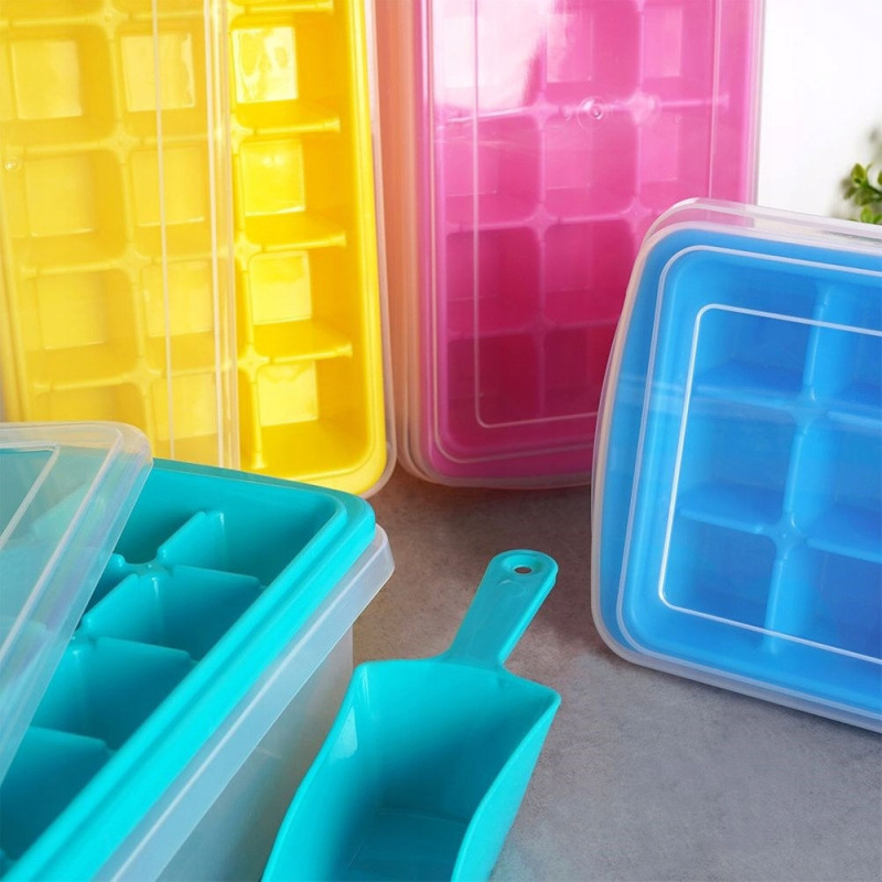 Forma do kostek lodu z przykrywką i pojemnikiem 27,5x13,5cm