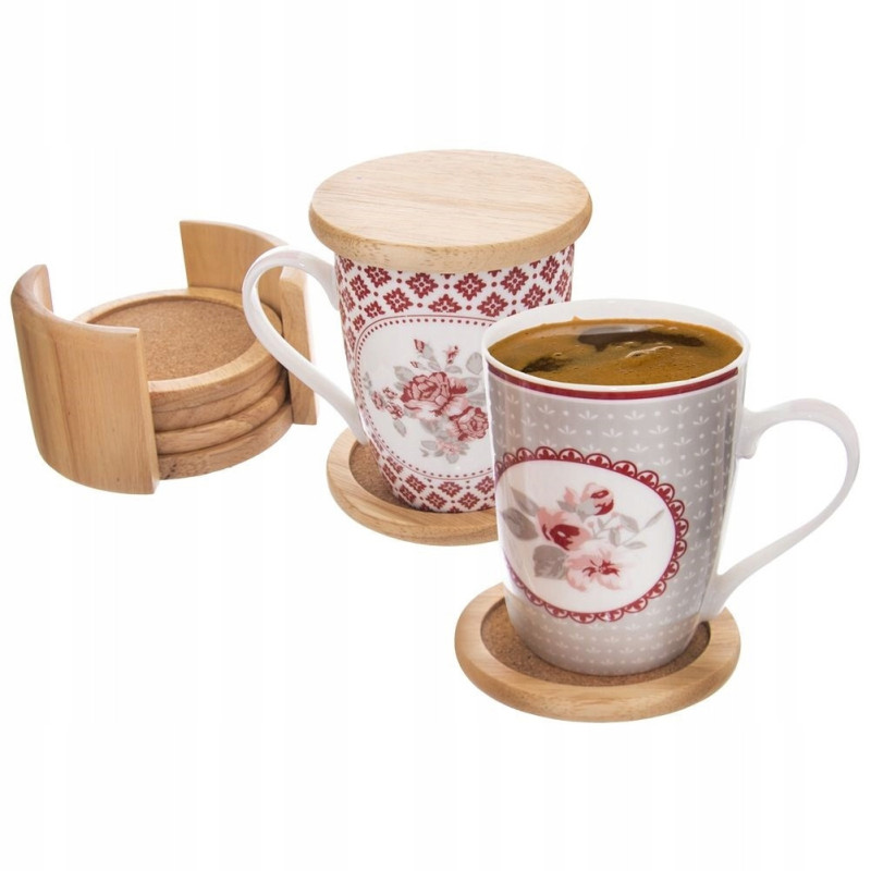 Podstawki pod kubek 6szt + stojak