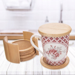 Podstawki pod kubek 6szt + stojak