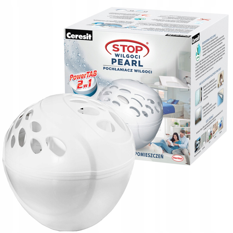4x tabletka pochłaniacz Ceresit 300g owoc + Urządzenie Ceresit Pochłaniacz Pearl Małe białe 10m2