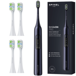Szczoteczka SpinelCare SmileOn PRO Black + 4 białe końcówki