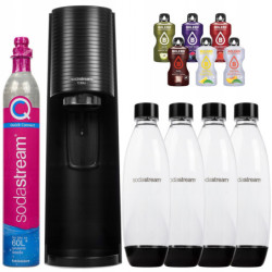 Saturator SodaStream Terra Black jedna butelka + Butelki SodaStream 3x Czarna 1L Fuse + bolero