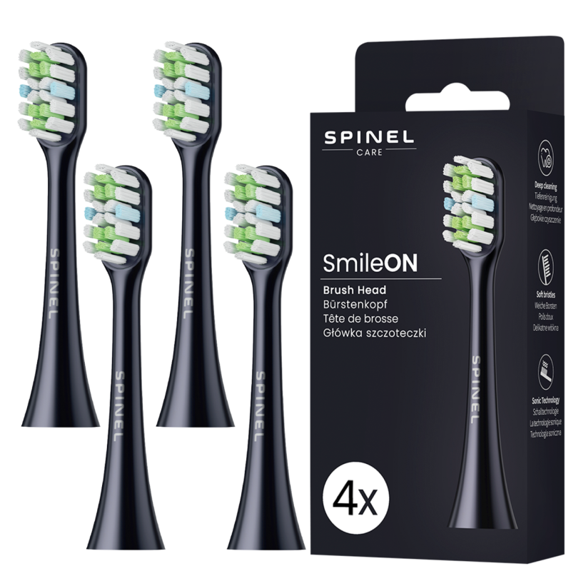 Końcówki do szczoteczki Spinel Care SmileON Czarne 4 sztuki
