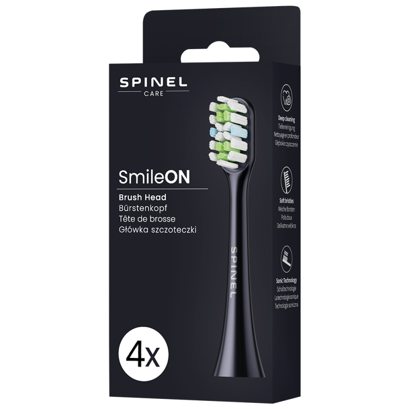 Końcówki do szczoteczki Spinel Care SmileON Czarne 4 sztuki