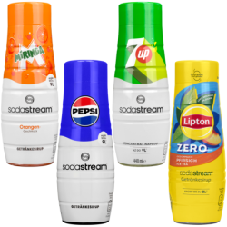 4x Syrop do SodaStream 440ml - Pepsi, Mirinda, 7up, Lipton Ice Tea Brzoskwinia Zero