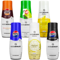 6x Syrop do SodaStream 440ml -  Pepsi, Pepsi Max Bez Cukru, 7UP,  Schwip Schwap Bez Cukru, Elderflower Zero, Lemon Zero