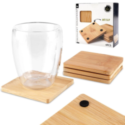 Drewniane podstawki pod kubek 9,7cm 4szt.