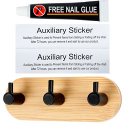 Samoprzylepny drewniany wieszak na ubrania 13,5x4,5x3,2cm