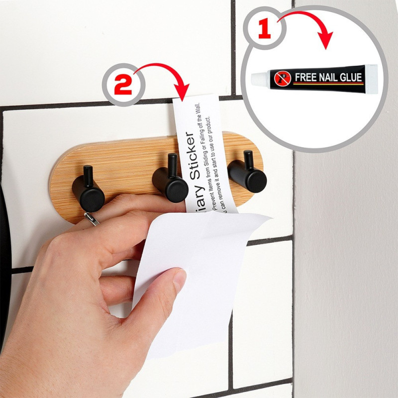 Samoprzylepny drewniany wieszak na ubrania 13,5x4,5x3,2cm