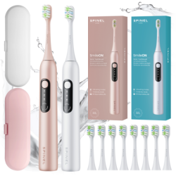 Szczoteczka SpinelCare SmileOn White + Szczoteczka SpinelCare SmileOn Pink + 8 końcówek + 2 etui