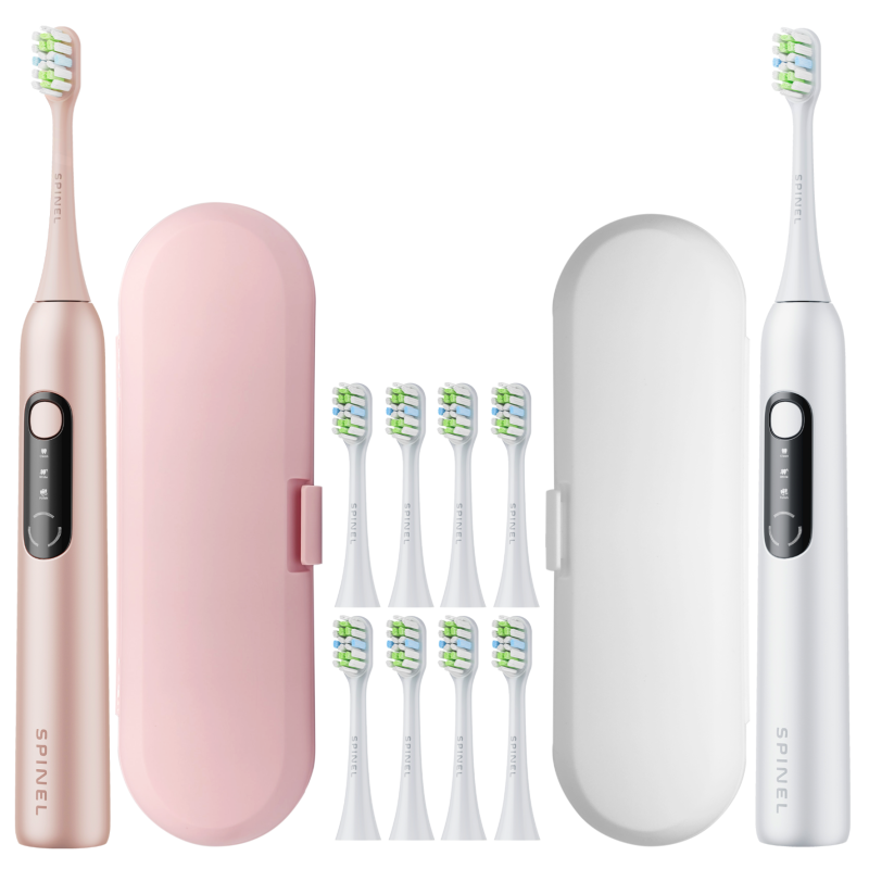 Szczoteczka SpinelCare SmileOn White + Szczoteczka SpinelCare SmileOn Pink + 8 końcówek + 2 etui