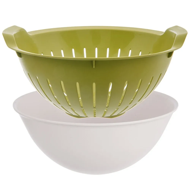 Cedzak kuchenny z miską ELA 3L Zielony