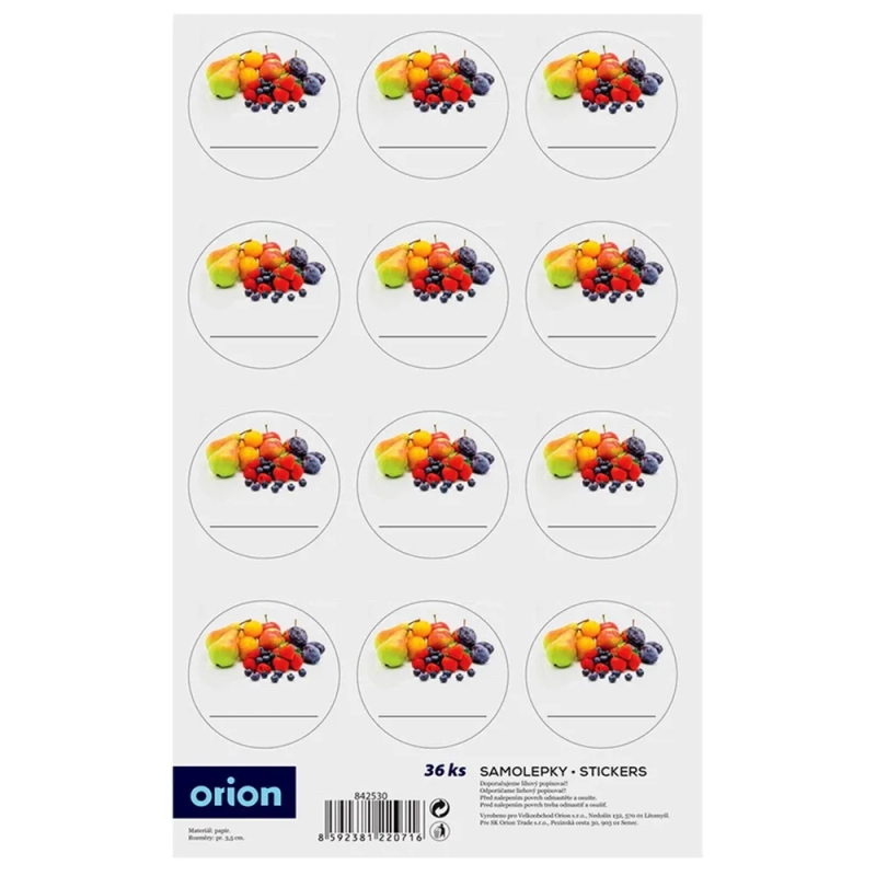 Etykiety samoprzylepne na słoiki 36szt.