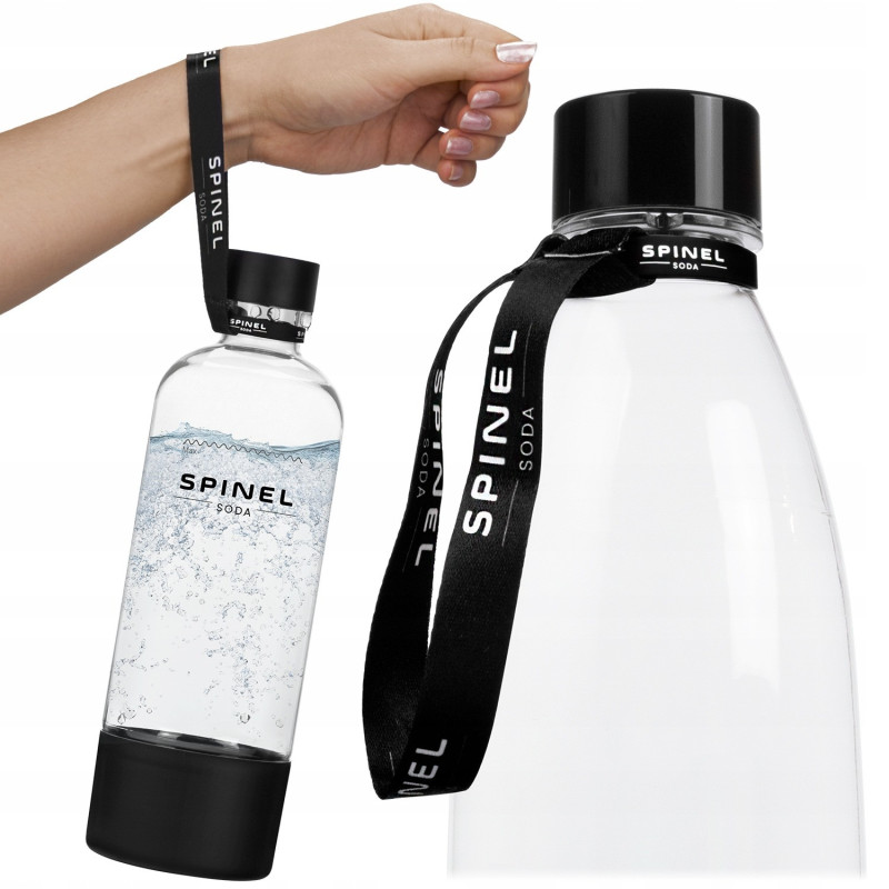 Saturator SodaStream Terra Black jedna butelka + Butelki SodaStream 2x1L Fuse White + Smycz do butelki Spinel + Bolero