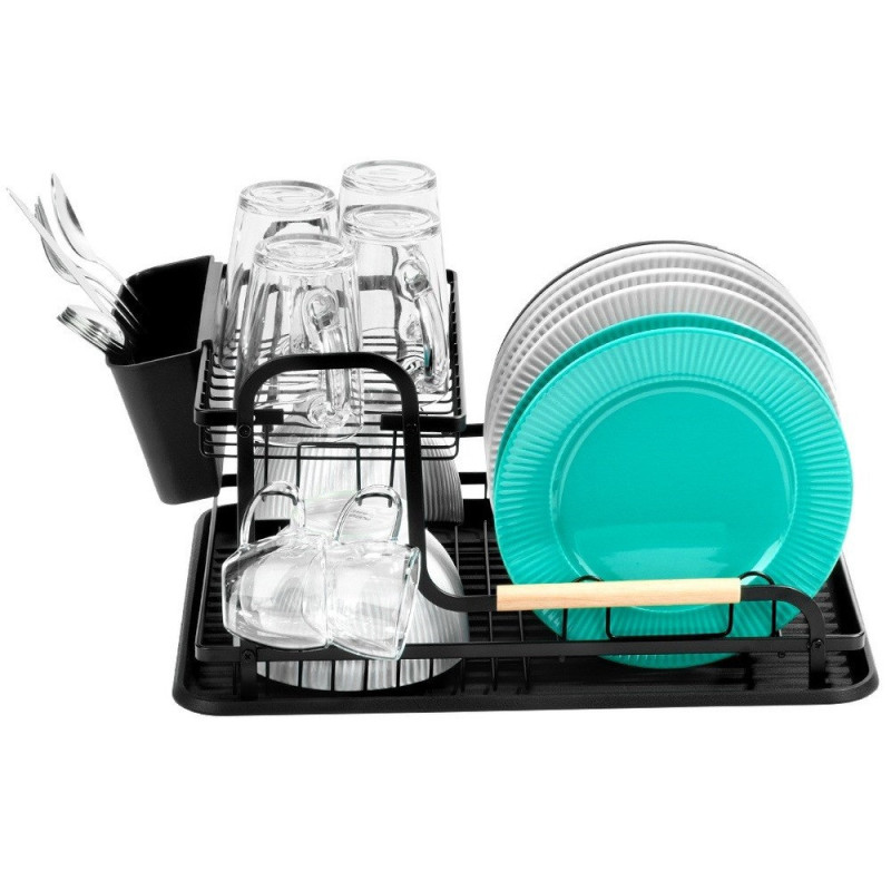 Suszarka na naczynia 48,5x32x23,5cm czarna dwupoziomowa