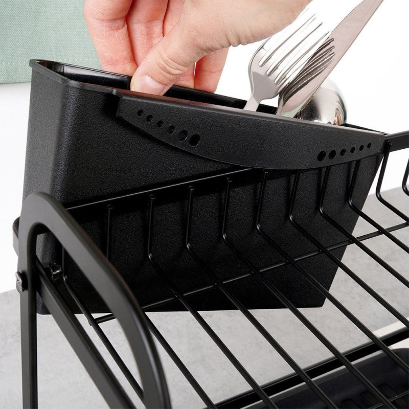 Suszarka na naczynia 48,5x32x23,5cm czarna dwupoziomowa