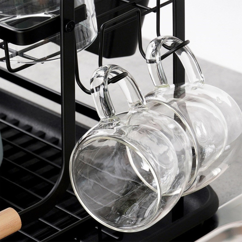 Suszarka na naczynia 48,5x32x23,5cm czarna dwupoziomowa