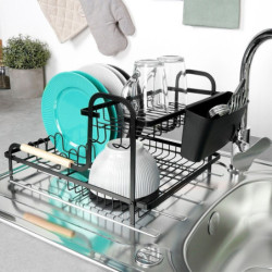 Suszarka na naczynia 48,5x32x23,5cm czarna dwupoziomowa