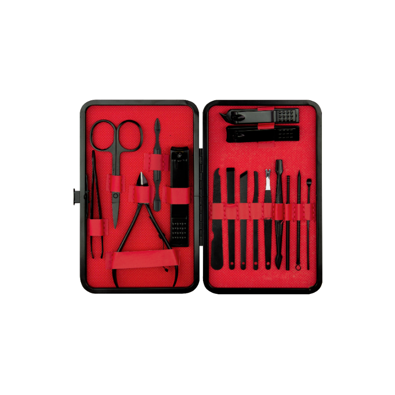 Zestaw do manicure 16 elementów Black-Red