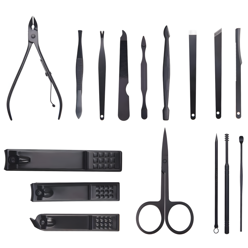 Zestaw do manicure 16 elementów Black-Red