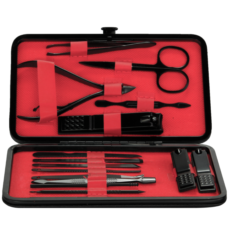 Zestaw do manicure 16 elementów Black-Red