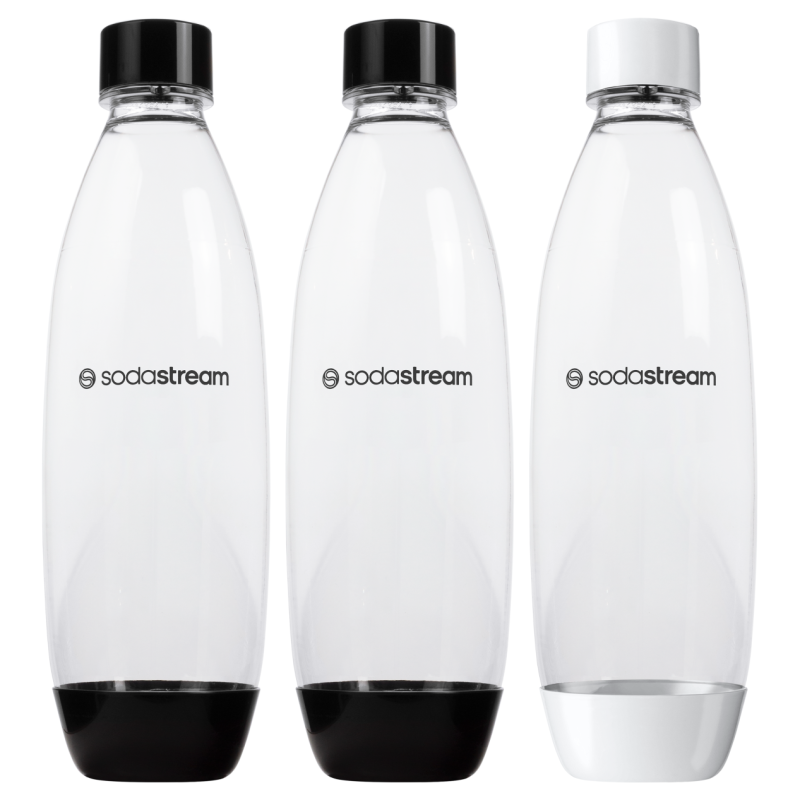 Saturator SodaStream Gaia White Jedna butelka + Butelki SodaStream 1L Fuse Dwupak Czarne + bolero
