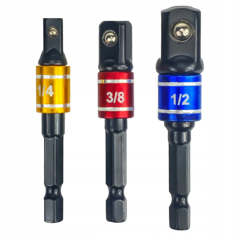 ZESTAW ADAPTERÓW DO NASADEK BITÓW REDUKCJA PRO 1/4 3/8 1/2 3SZT HOLDX HOLDXADAP