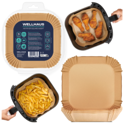 6x WELLHAUS Wkład do frytkownicy Air Fryer Kwadrat 16x16 cm x50sztuk