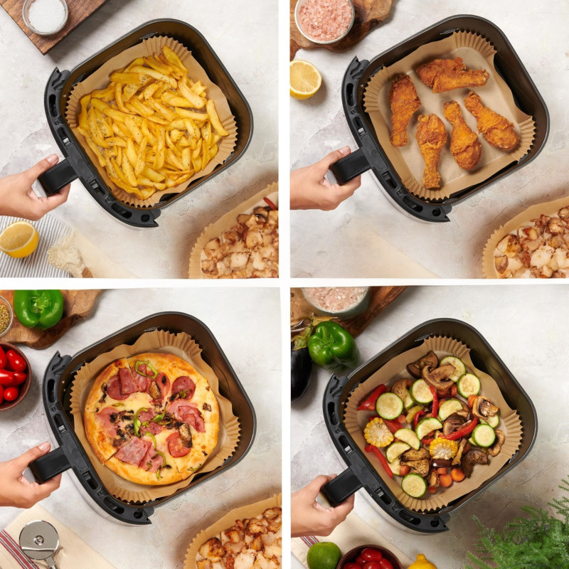 6x WELLHAUS Wkład do frytkownicy Air Fryer Kwadrat 16x16 cm x50sztuk