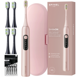 Szczoteczka SpinelCare SmileOn Pink + 4 końcówki czarne + etui