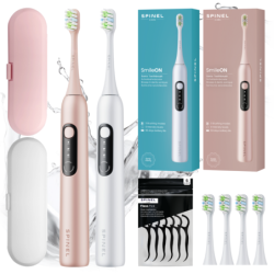 Szczoteczka SpinelCare SmileOn White + Pink + 4 końcówki białe + 2 etui