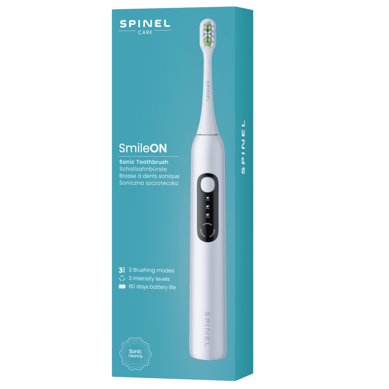 Szczoteczka SpinelCare SmileOn White + Pink + 4 końcówki białe + 2 etui
