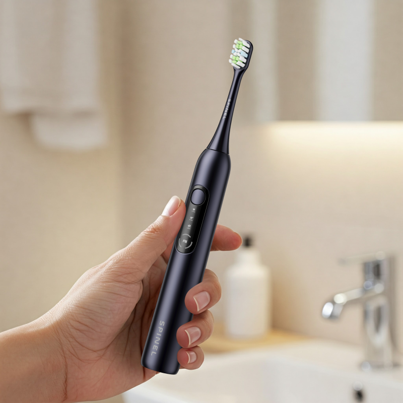 Szczoteczka SpinelCare SmileOn PRO Black + etui + 4 końcówki czarne nowe