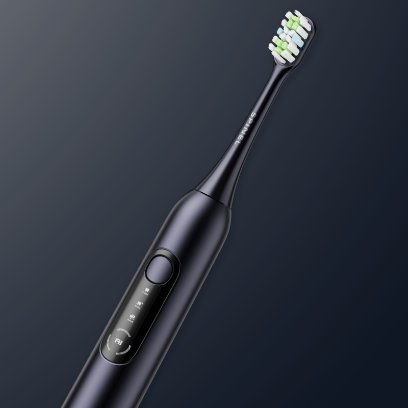 Szczoteczka SpinelCare SmileOn PRO Black + etui + 4 końcówki czarne nowe