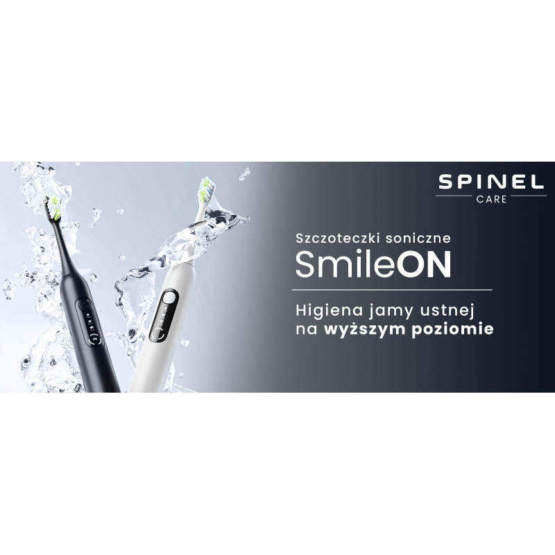 Szczoteczka SpinelCare SmileOn White + PRO Black + 4 końcówki białe + 2 etui