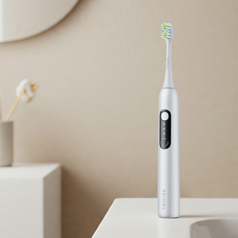 Szczoteczka SpinelCare SmileOn White + etui + 4 końcówki białe nowe