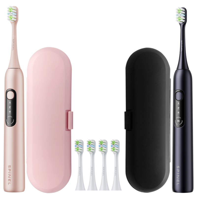Szczoteczka SpinelCare SmileOn PRO Black + Pink + 4 końcówki białe + 2 etui